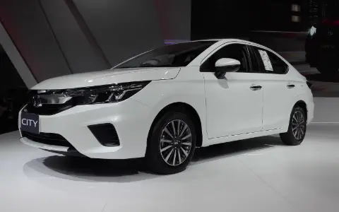 White premium sedan on display