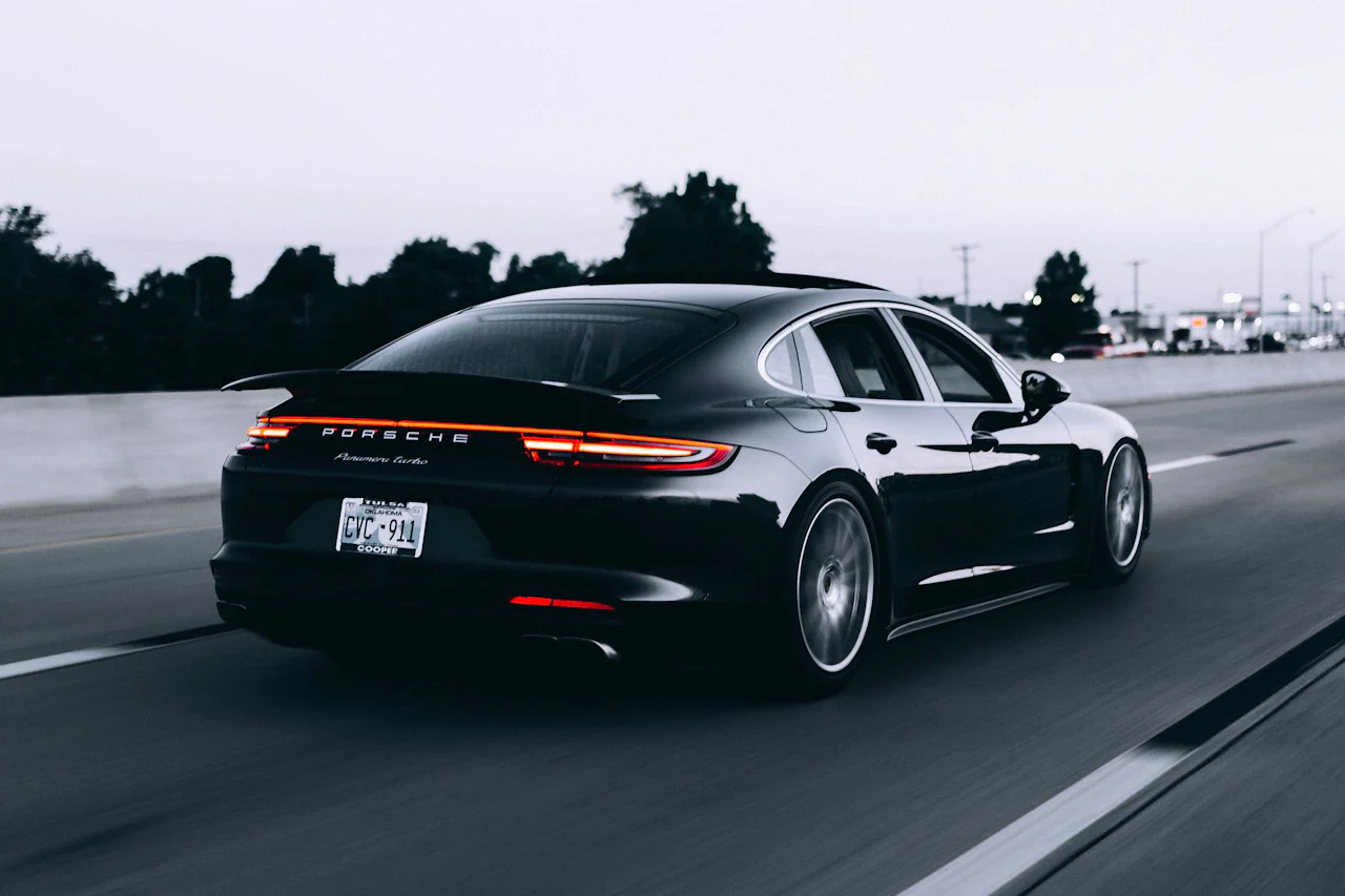 Car travelling along an open highway